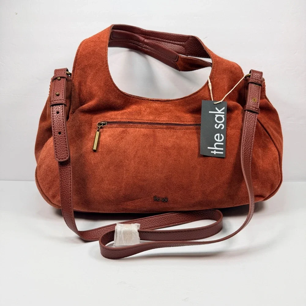 NEW The Sak Women Rylan Hobo Slouch Boho Bag Suede Leather Cinnamon Sustainable